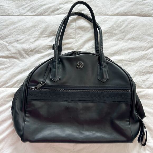 Lululemon Sweat Once A Day Black Gym Duffel Bag Yoga Travel Tote - Picture 4 of 10